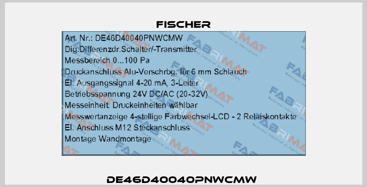 DE46D40040PNWCMW  Fischer