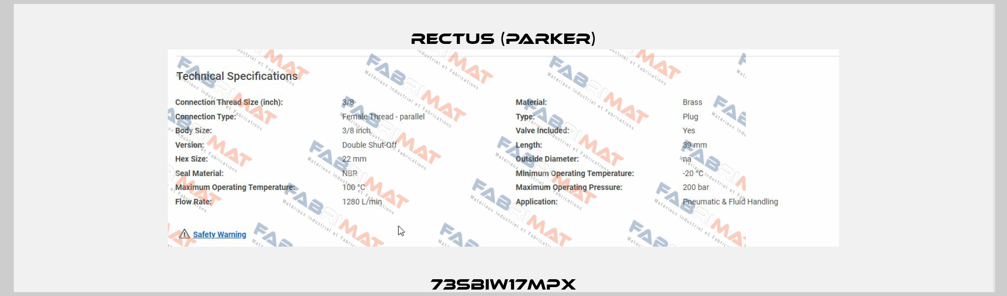 73SBIW17MPX Rectus (Parker)
