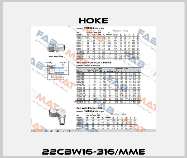 22CBW16-316/MME Hoke